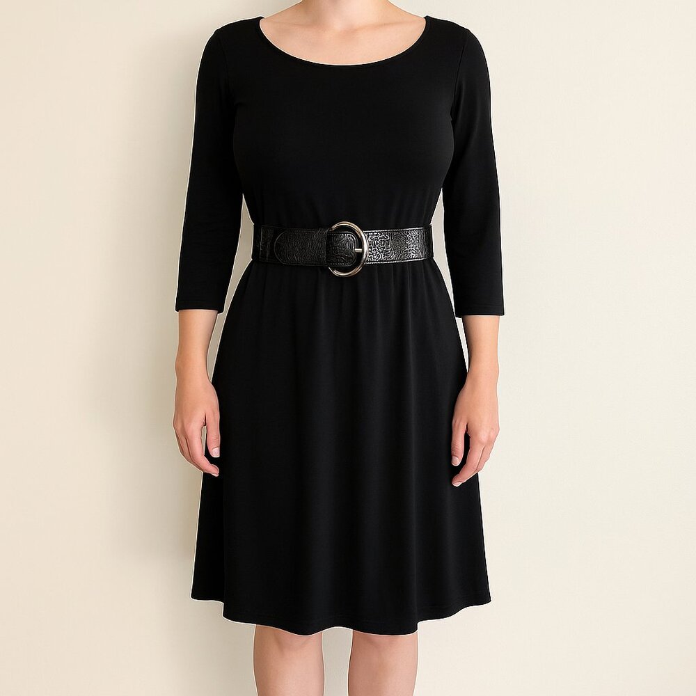 AB Studio Black Belted Dress – Size 8 (Stock #352)